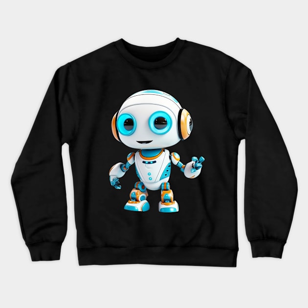 Futuristic Adorable White Toy Robot - 3D Character Design Crewneck Sweatshirt by Lematworks